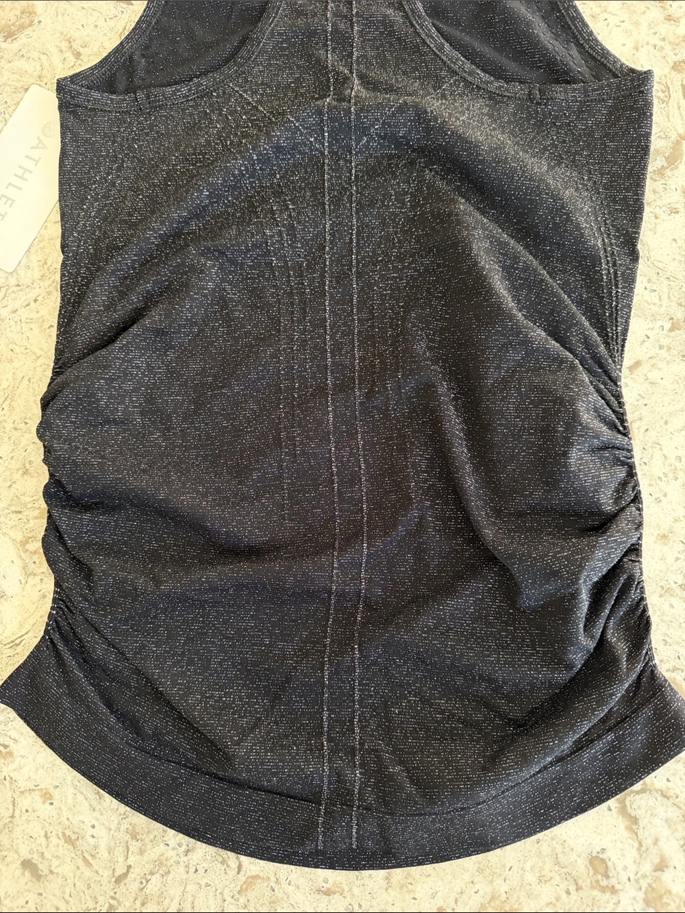 NWT Athleta Speedlight Glow Tee Black Sparkle Racerback Tank Top - Picture 3 of 6
